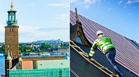 Nobelgästerna möts av nytt koppartak på stadshuset