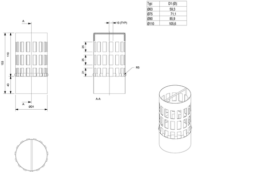 Lövfångarsil - Cylinder - 3